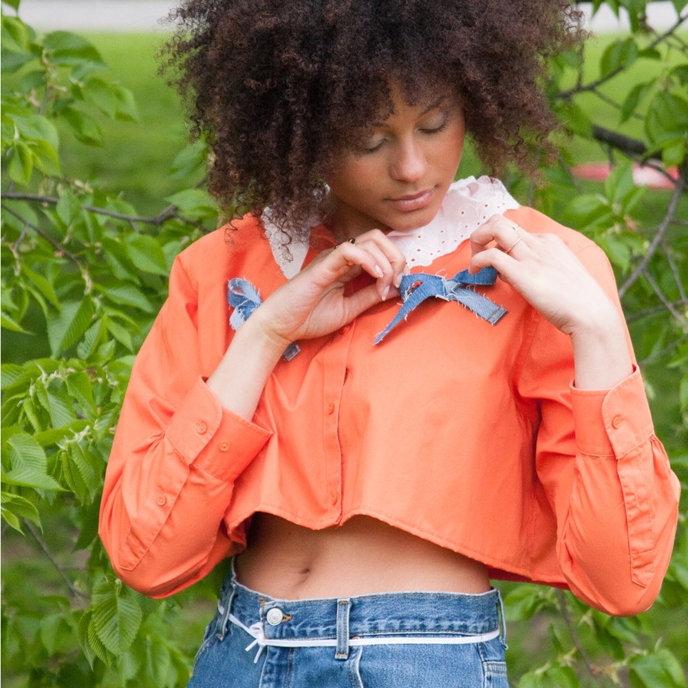 Coquette upcycled blouse